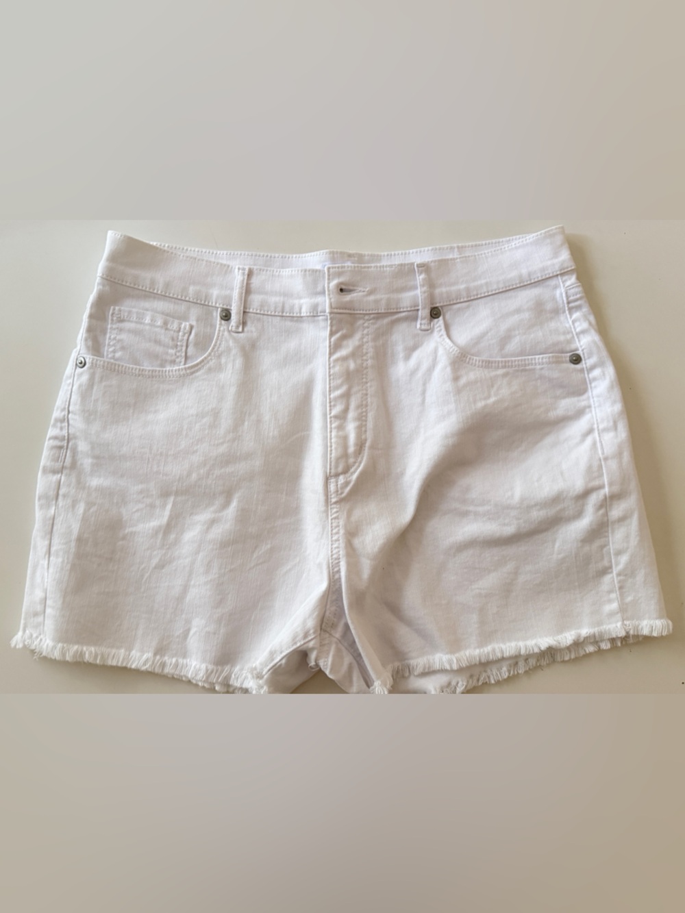 LOFT White Denim Skirt with Branded Metal Button